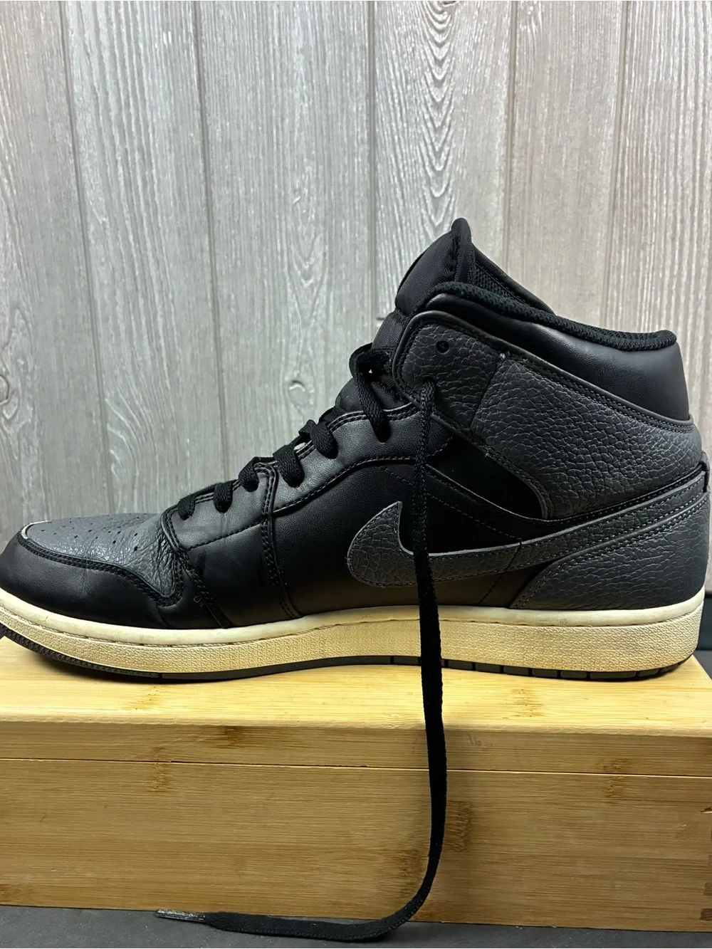 Nike Air Jordan 1 Retro Mid Black and Gray Men's Y2K Sneakers